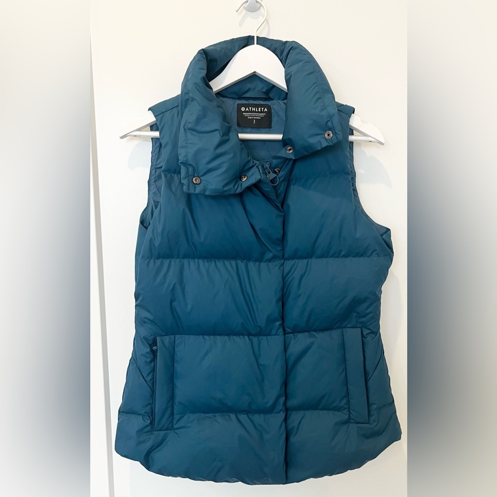 Athleta Downtown Puffer Vest Sardinia Blue Women's Size Small
